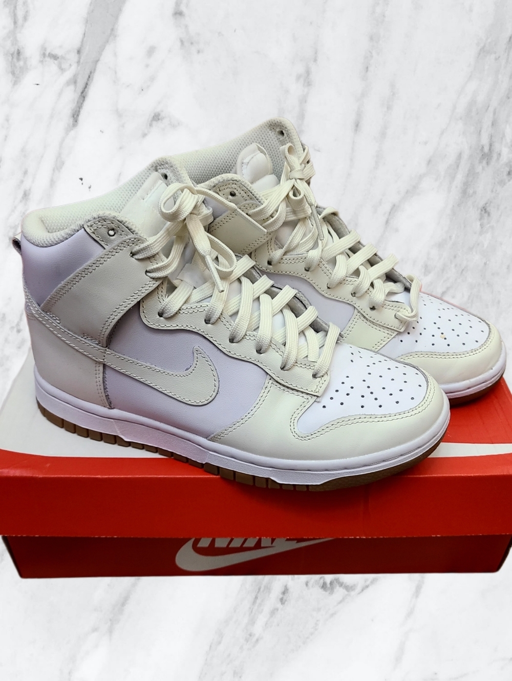 Nike Dunk High In White/Sail Gum Med Brown Size 6.5 - Picture 3 of 7
